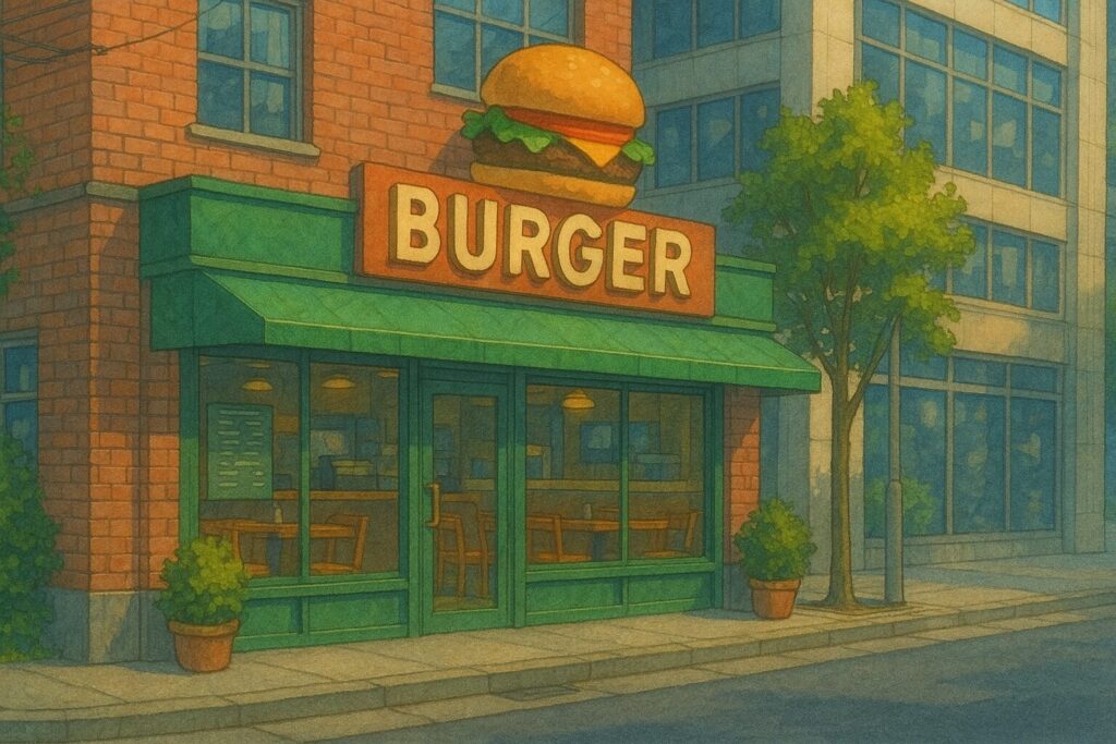 都会のハンバーガーショップ