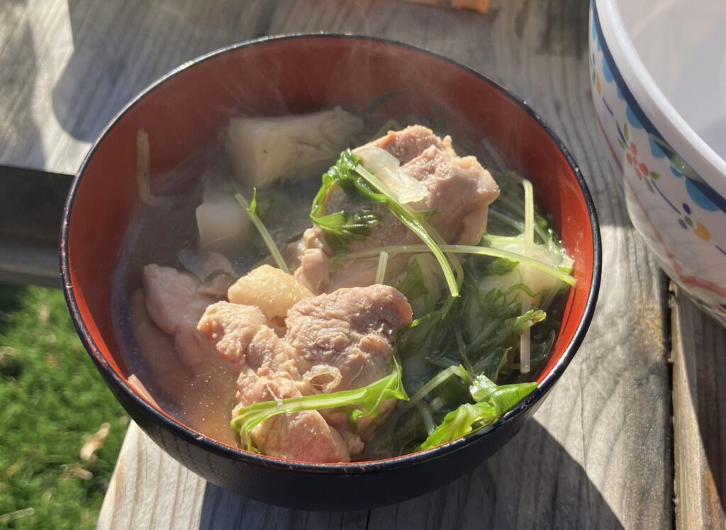 薪ストーブで作ったお雑煮